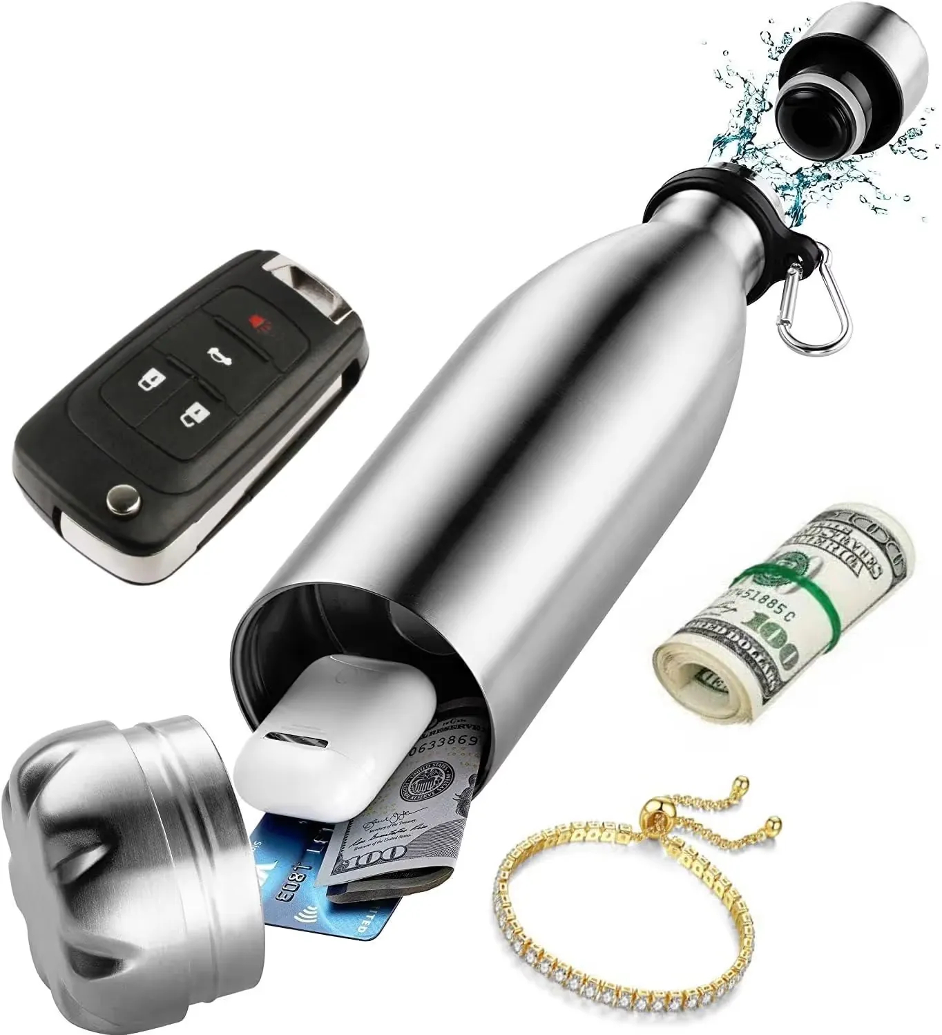 Hidden compartment water bottle
